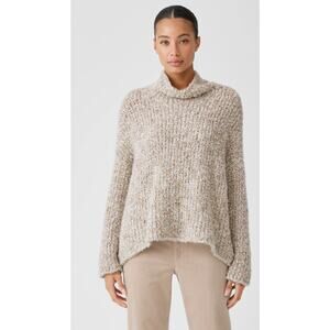 Eileen Fisher Alpaca Loop Knit Turtleneck Sweater in Beige - Women's Medium